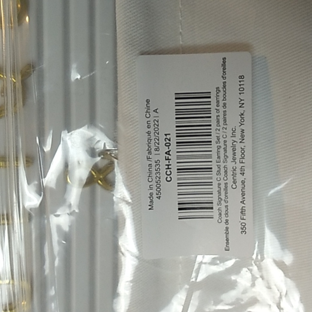 2 Pack of Coach earrings Signature C in Silver & circle gems w dust bag - Picture 7 of 7